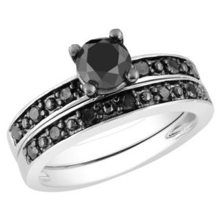 1 Carat Black Diamond Bridal Set Ring 6.0