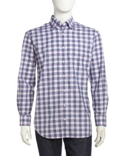 Long Sleeve Plaid Woven Shirt, Majesty Purple