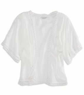 White AE Crocheted Bed Jacket, Womens L/XL
