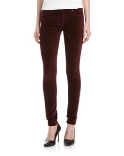 Gwenevere Super Skinny Velvet Jeans, Burgundy