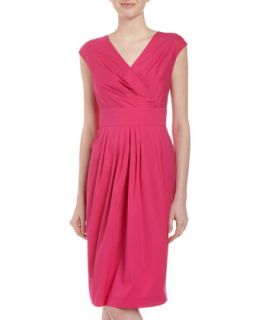 Banded Waist Cap Sleeve Dress, Glam Pink