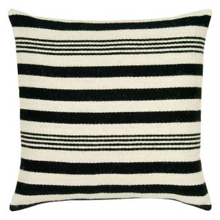 Rizzy Home 100% Woven Wool Stripe Decorative Throw Pillow Black   T05454