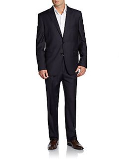 Pinstripe Single Breasted Regular Fit Suit   Navy