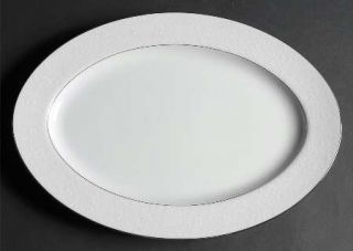 Style House Brocade 14 Oval Serving Platter, Fine China Dinnerware   White Flow