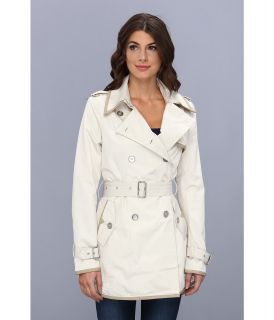 Sam Edelman Contrast Trim Cotton Trench Womens Coat (Beige)