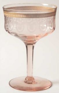 Morgantown Gold Dec.329 Pink Champagne/Tall Sherbet   7638, Rose Colored  Etched