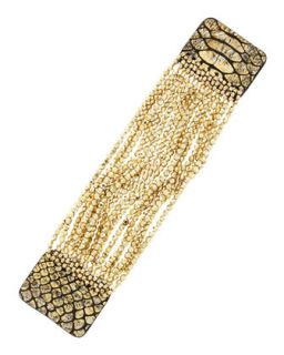 Gold Bead Snake Print Magnetic Bracelet