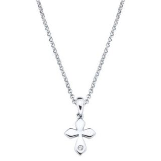 Little Diva Sterling Silver Diamond Accent Cross Pendant Necklace   Silver