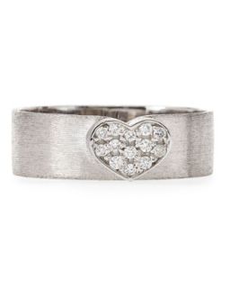 18 Karat White Gold Diamond Heart Ring, Size 8
