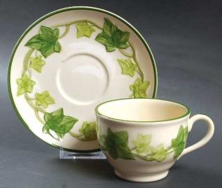 Franciscan Ivy (American) Footed Cup & Saucer Set, Fine China Dinnerware   Ameri