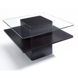 Glass/ Dark Coffee Wood 30 inch End Table By Jesper Office